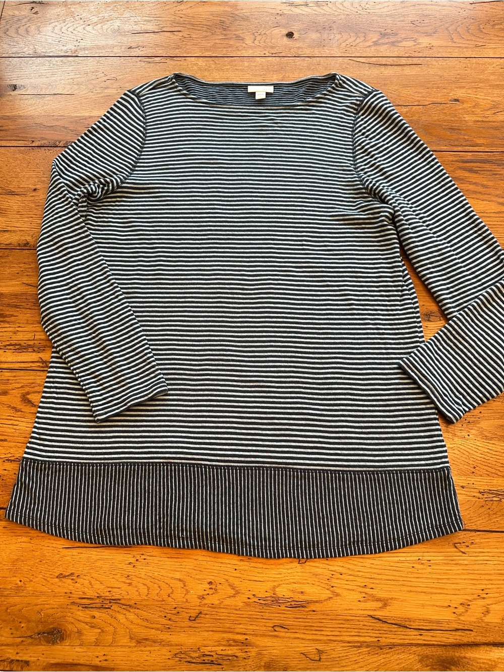 J. Jill mixed-stripe long-sleeve knit tunic top Large